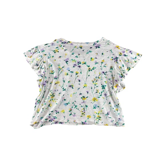 LOFT Linen Blend Floral Flutter Sleeve T Shirt Women's Size L - Picture 6 of 6